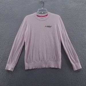 Adidas Womens Pointelle Golf Channel Logo Sweater XL Pink Crew Neck Lightweight‎